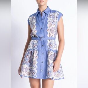 Karina Grimaldi Blue and White Mini Dress